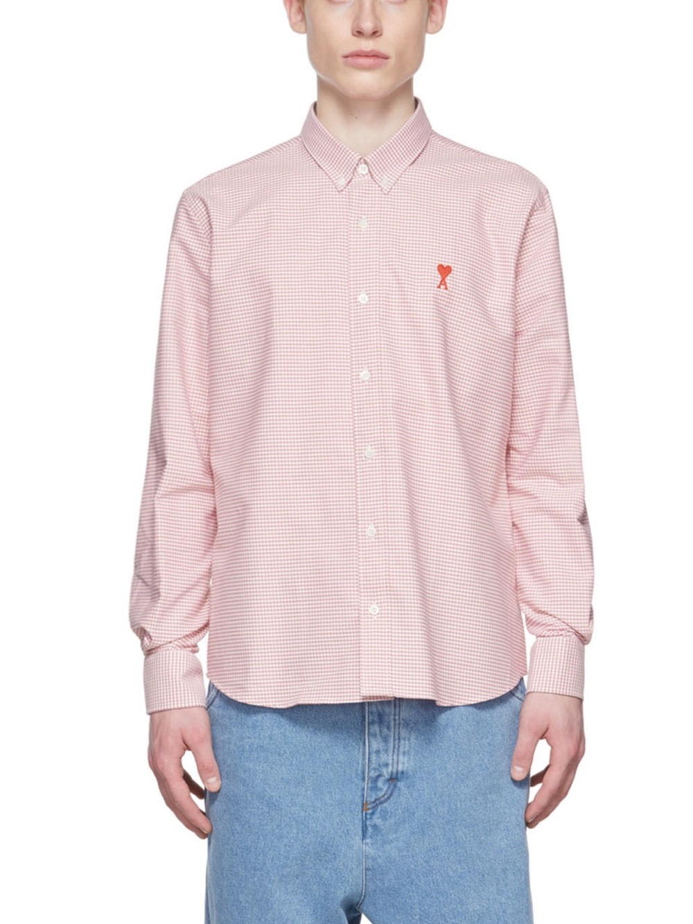 [AMI PARIS] PINK AND WHITE BUTTON-DOWN SHIRT size FR39